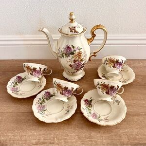 10 PCs Antique ROSENTHAL‎ Ivory Daphne (Pompadour) Coffee Tea Pot & Cups Saucers